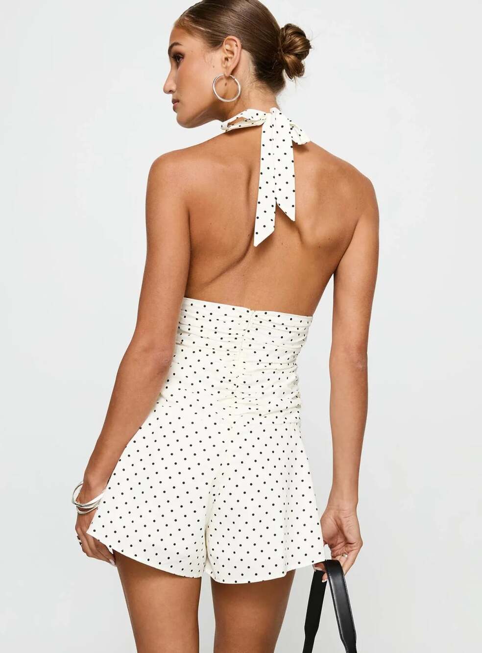 Princess Polly Blushing Babe Halter Playsuit Size US 6 White Polka